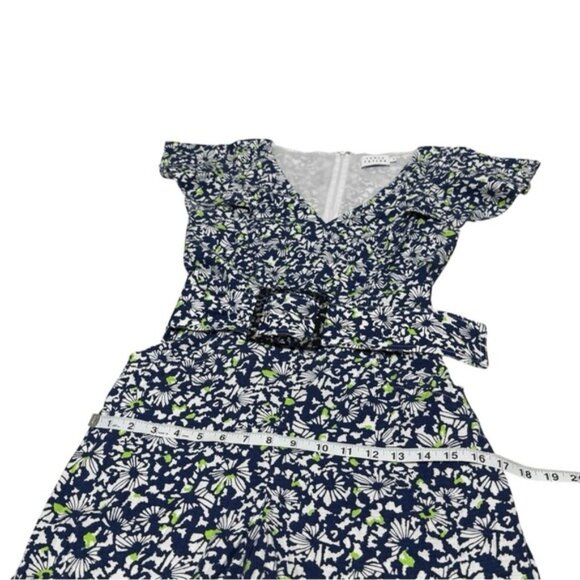 Tanya Taylor Avalon Blue Floral Linen Blend Jumpsuit Size 6 Pockets Flutter - Picture 7 of 10